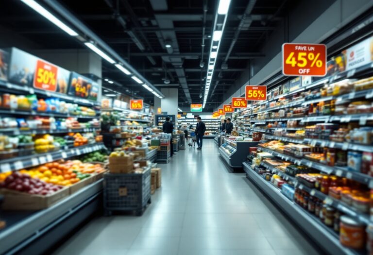 Clienti affollano Marks and Spencer Food Hall in chiusura