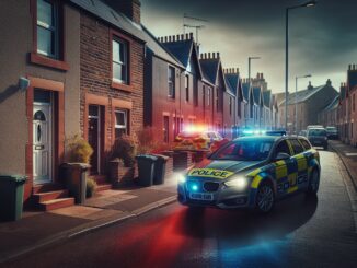 Police officers responding to a disturbance in Elgin