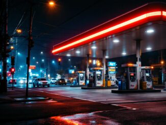 Police investigating a fire incident near a petrol station