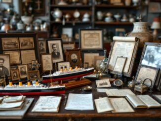 Collection of Titanic memorabilia showcasing history