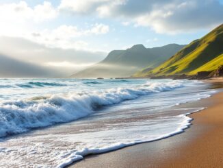 Rifiuti accumulati su una spiaggia affollata