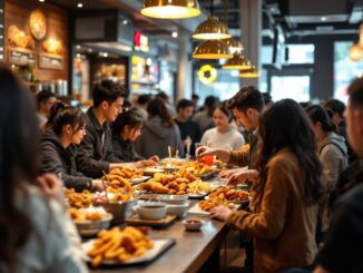 Crowd at the new Wingstop location in Aberdeen