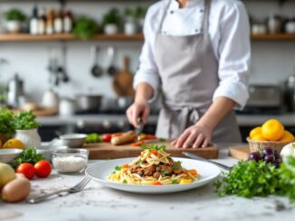 Young chef celebrating victory at London culinary event