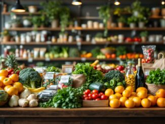 Young entrepreneur in a vibrant local grocery store