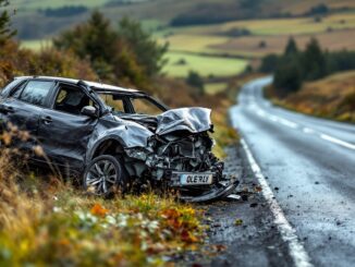 Emergency services at the scene of A96 vehicle crash