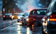 Emergency services at the scene of a serious crash on A982