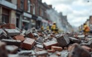 Falling masonry on a busy street in Inverness