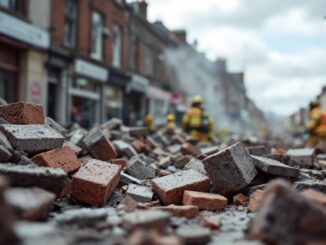 Falling masonry on a busy street in Inverness