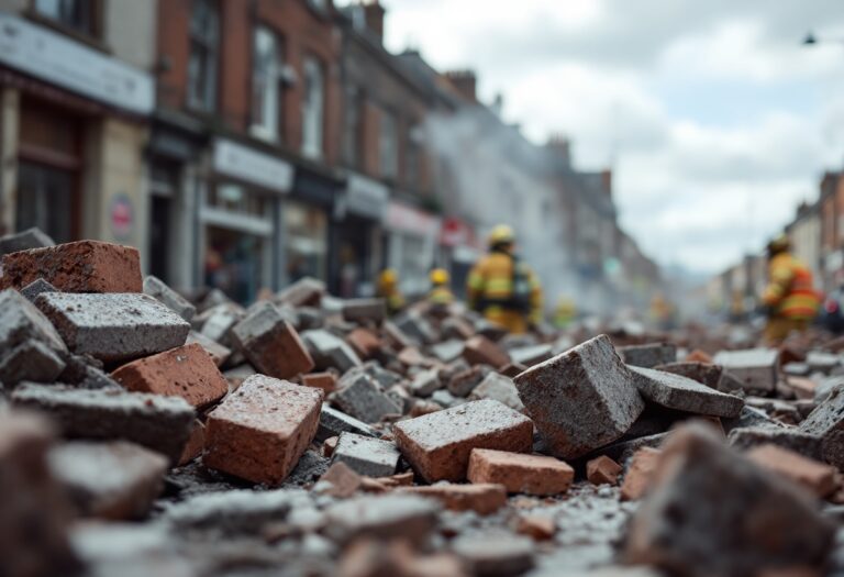 Falling masonry on a busy street in Inverness
