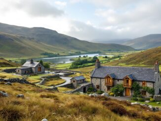 Vista panoramica della distilleria Glenfiddich in Scozia