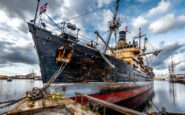 Norwegian warship commemorating VE Day in Aberdeen