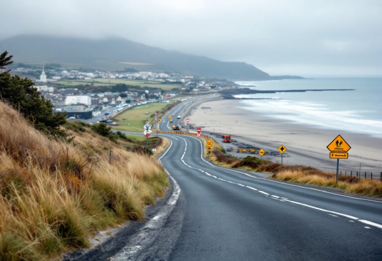 Aberdeen beach with new road restrictions signage
