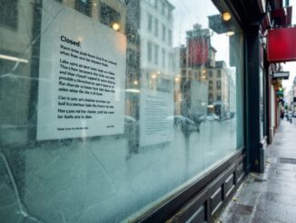Storefront of The Original Factory Shop facing closure