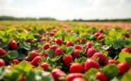 Strawberry picking at a farm near Aberdeen