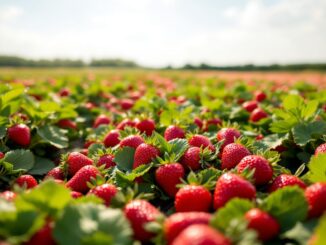 Strawberry picking at a farm near Aberdeen