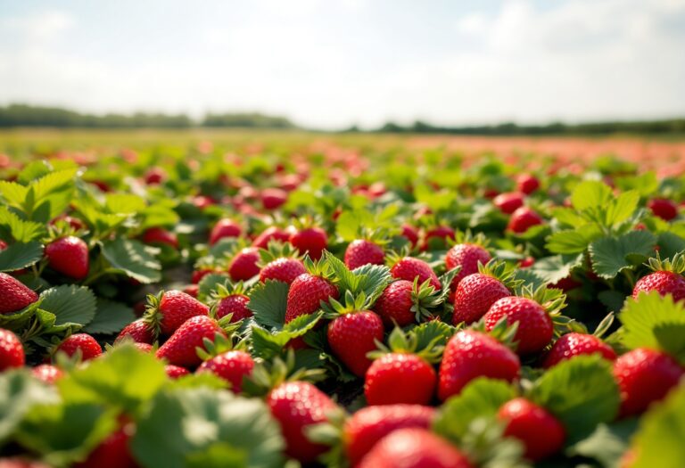 Strawberry picking at a farm near Aberdeen