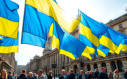 ukrainian flags raise awareness in the uk on independence day python 1755997267