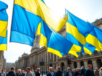 ukrainian flags raise awareness in the uk on independence day python 1755997267