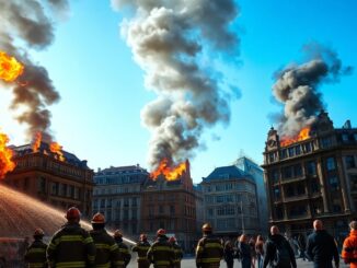 fire engulfs buildings in downtown area causing evacuation 1768115120