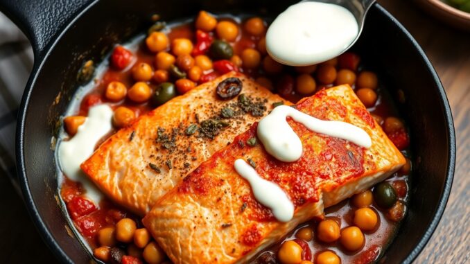 15 minute one pan salmon with chickpeas and lemon yoghurt 1772427765