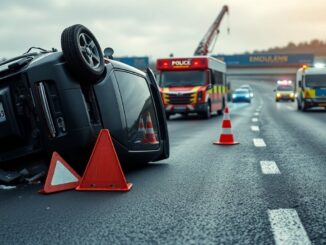 M8 westbound crash near Livingston causes lane restrictions and traffic delays