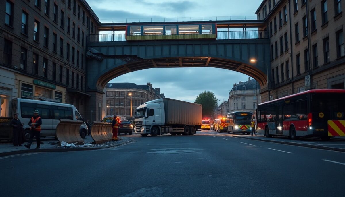 Edinburgh to Glasgow trains delayed after lorry hits bridge at ...