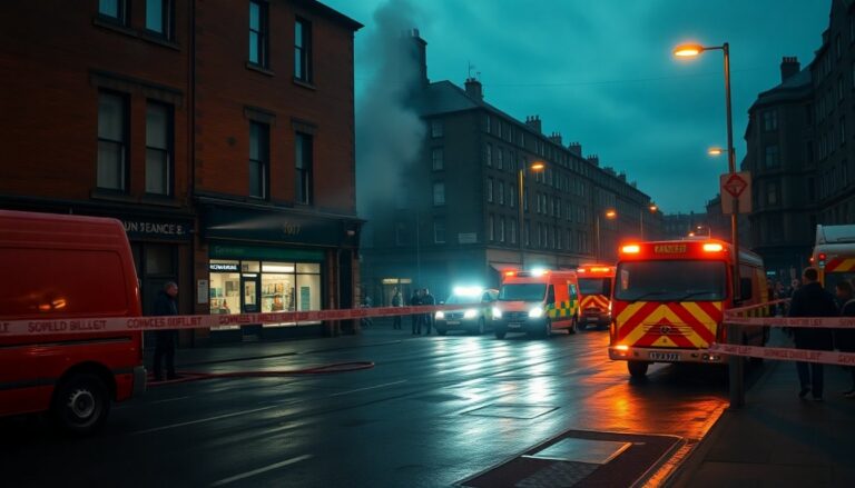 Large fire at Rutherglen corner shop mobilises 22 appliances and safety cordons