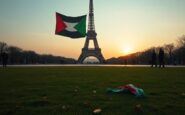 Protesters climb Eiffel Tower with Palestinian flag on Nakba anniversary