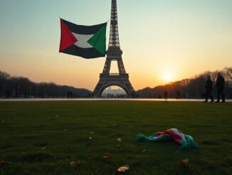Protesters climb Eiffel Tower with Palestinian flag on Nakba anniversary