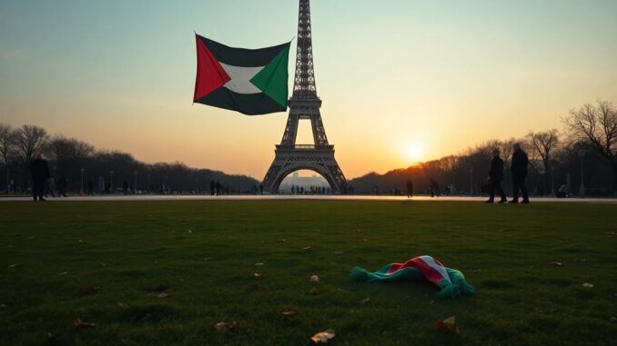 Protesters climb Eiffel Tower with Palestinian flag on Nakba anniversary